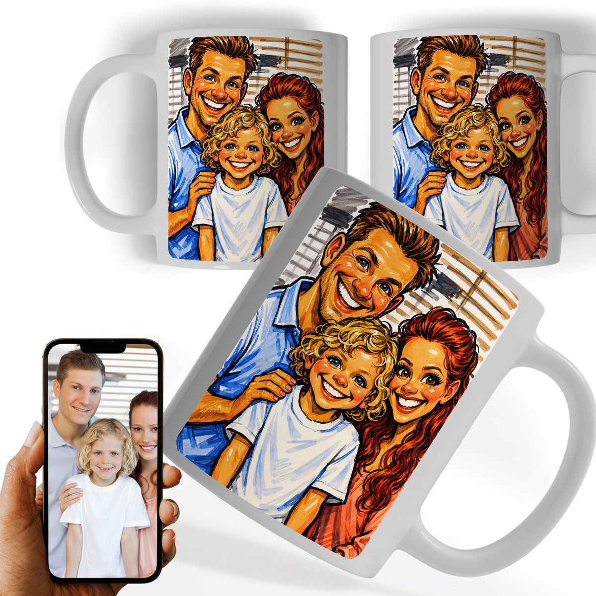 Mug caricature d'après votre photo, en couleur