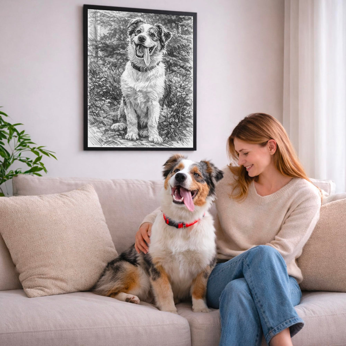 Portrait chien d'après photo, styles d'artiste — Caryon Gris
