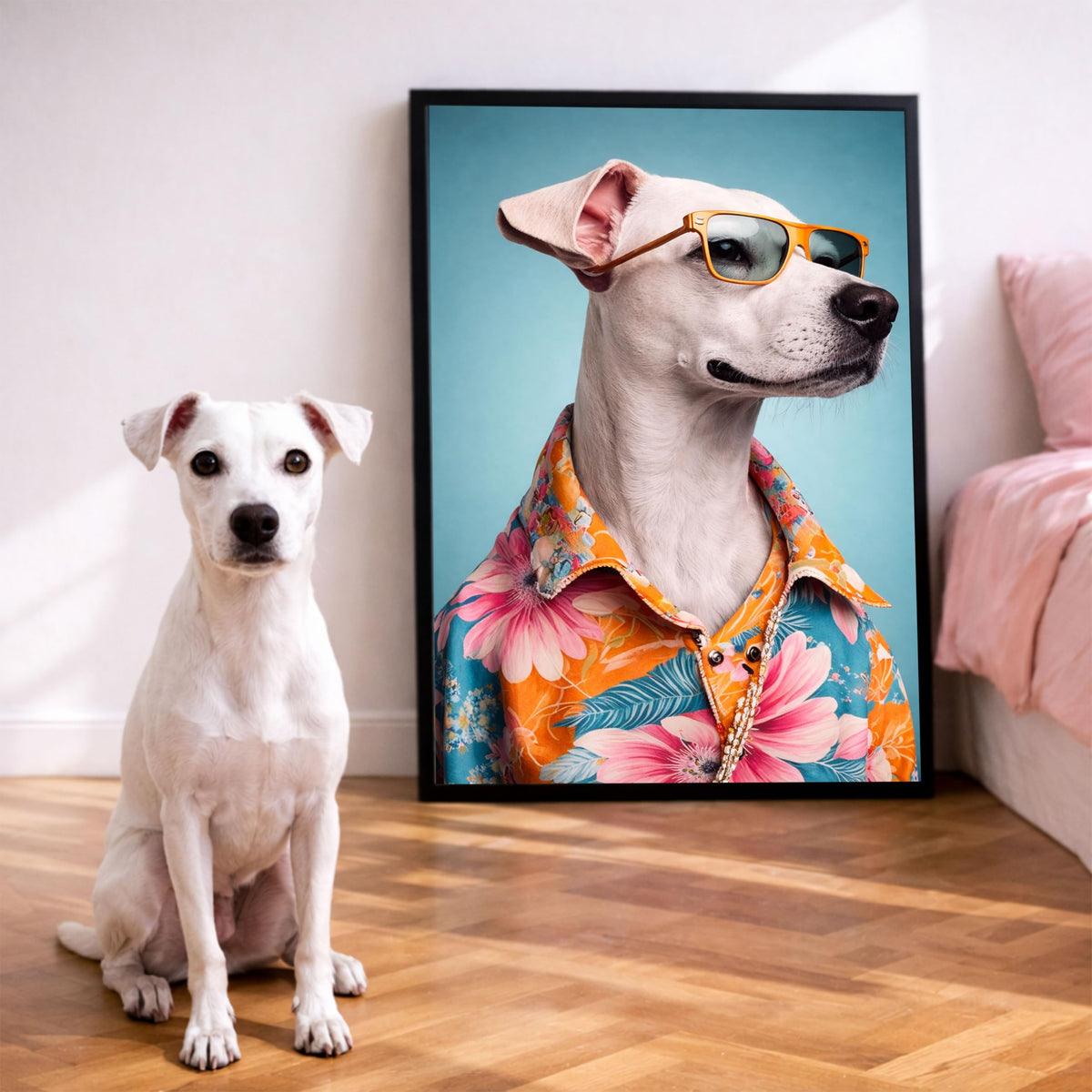 Déco murale portrait chien ou chat costumé d'après photo — Surfeur