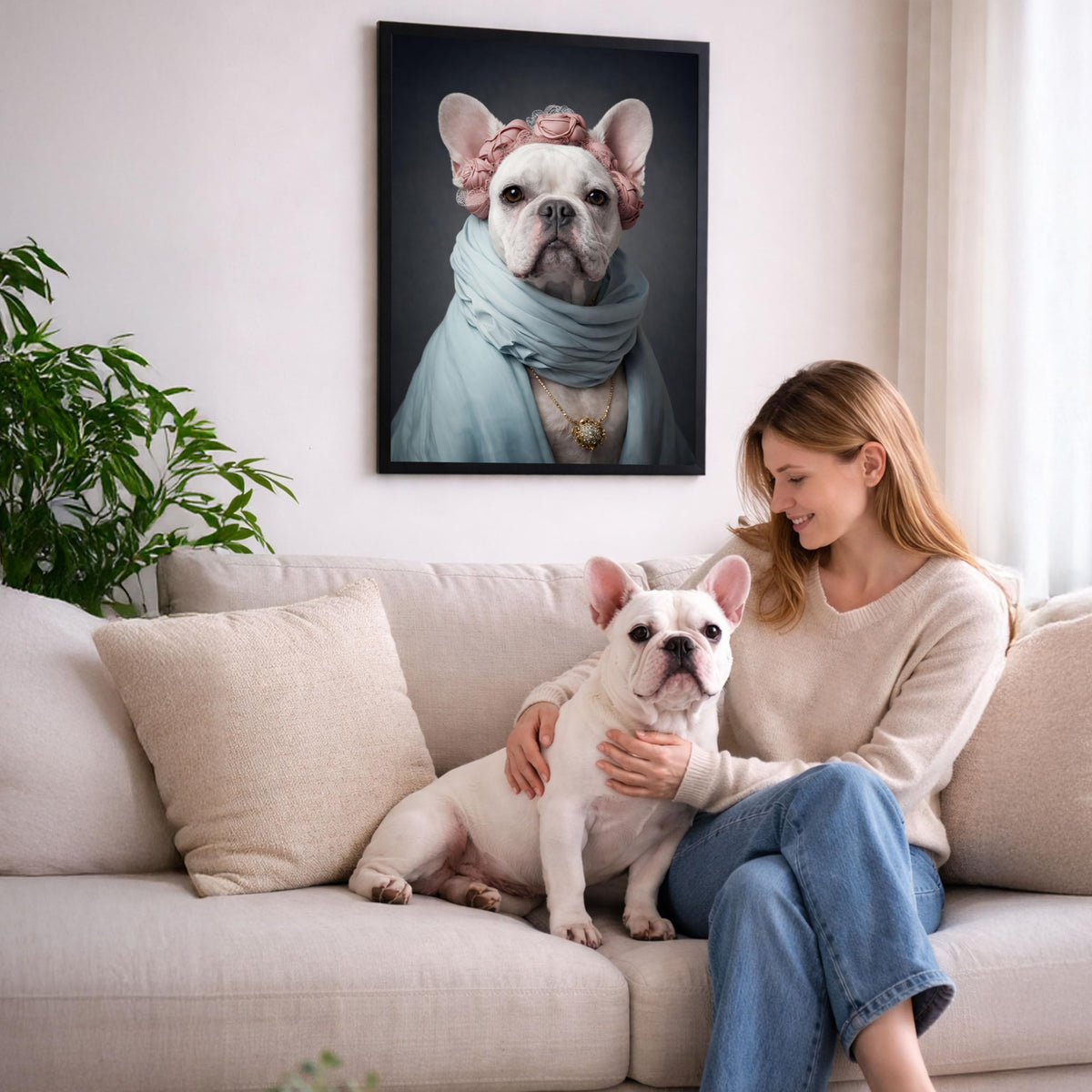Déco murale portrait chien ou chat costumé d'après photo — Duchesse
