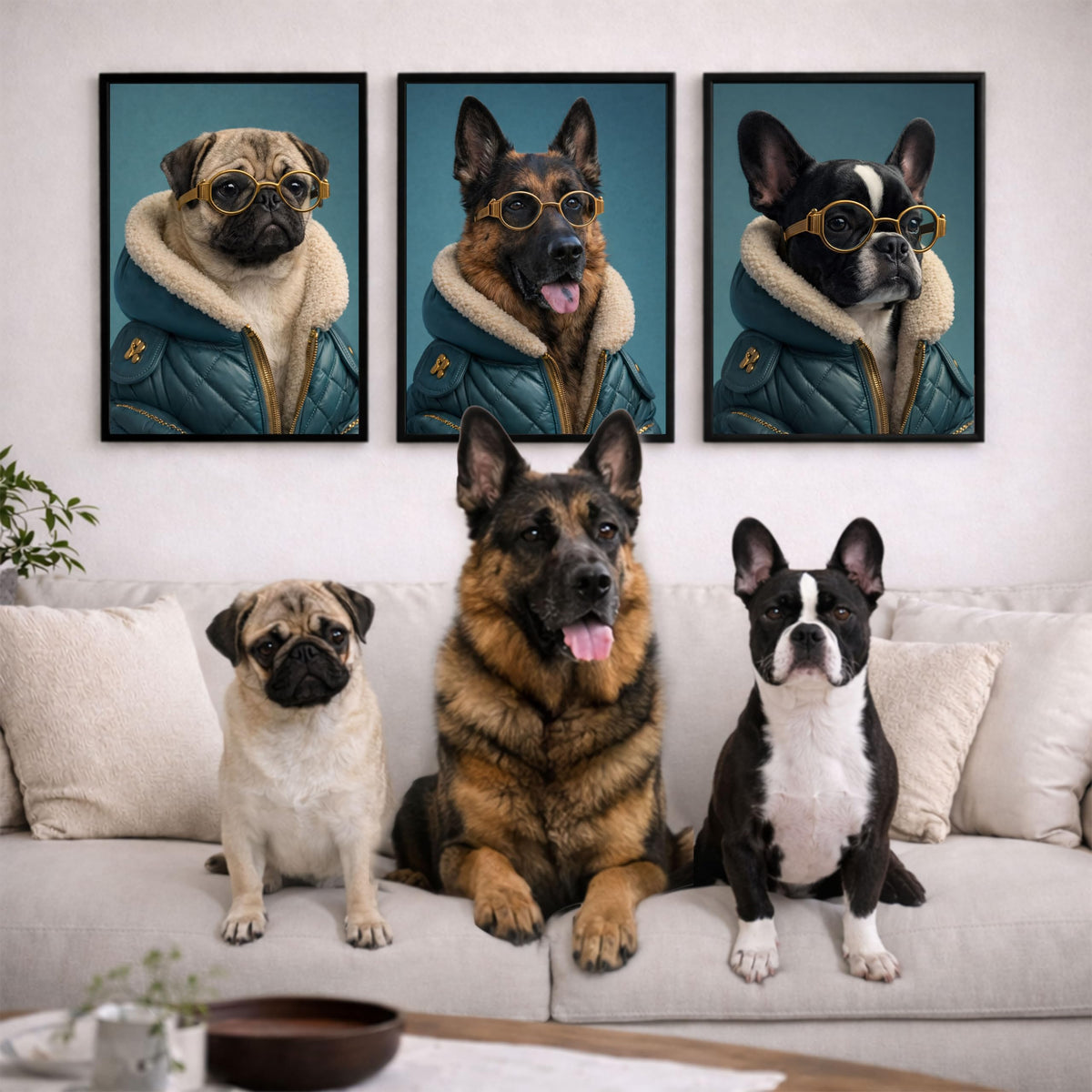 Déco murale portrait chien ou chat costumé d'après photo — Urbain