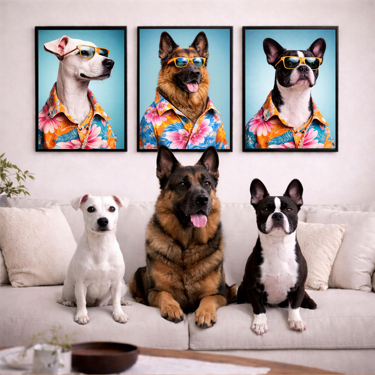 Déco murale portrait chien ou chat costumé d'après photo — Surfeur