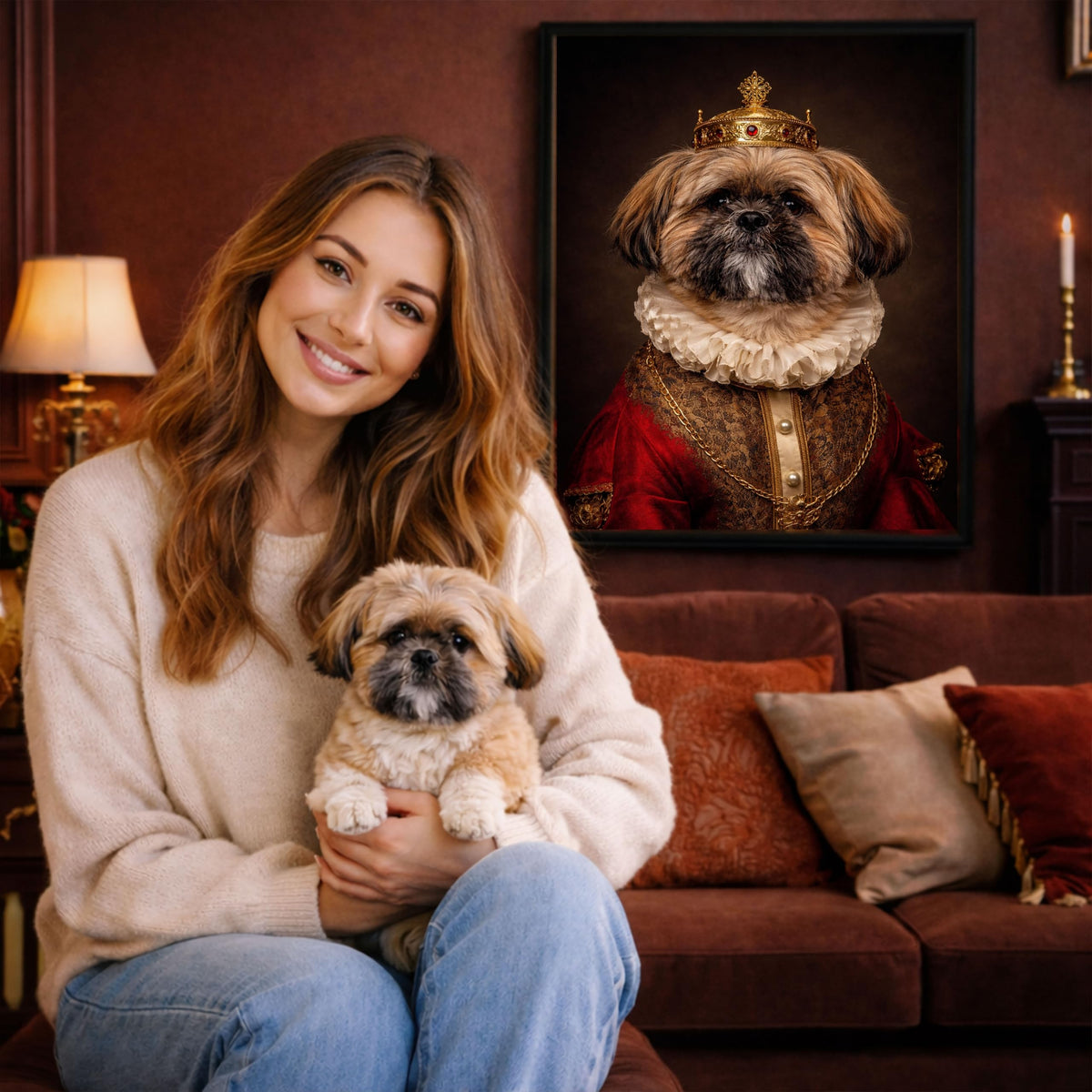 Déco murale portrait chien ou chat costumé d'après photo — Empereur