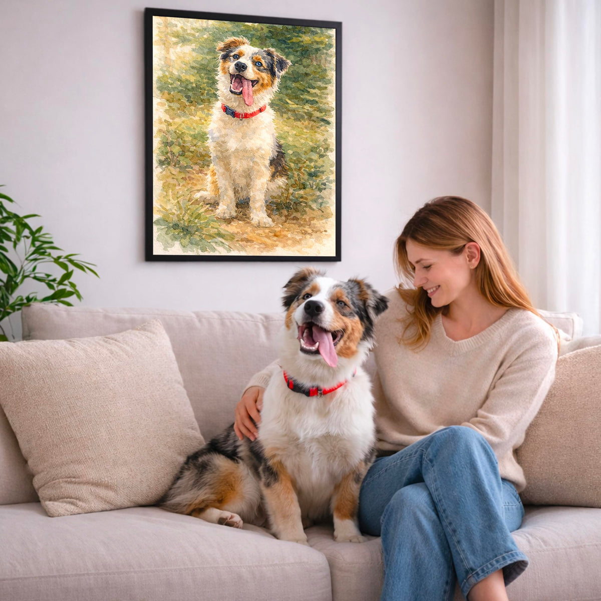 Portrait chien d'après photo, styles d'artiste — Aquarelle