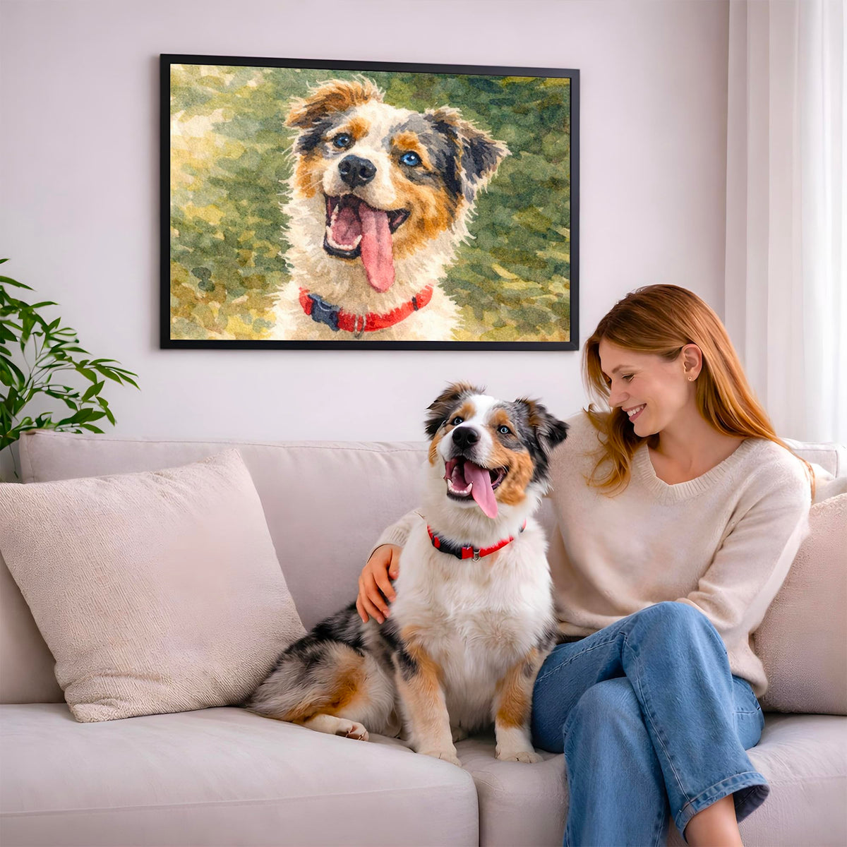 Portrait chien paysage, styles d'artiste — Aquarelle