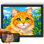 Portrait chat paysage, styles BD