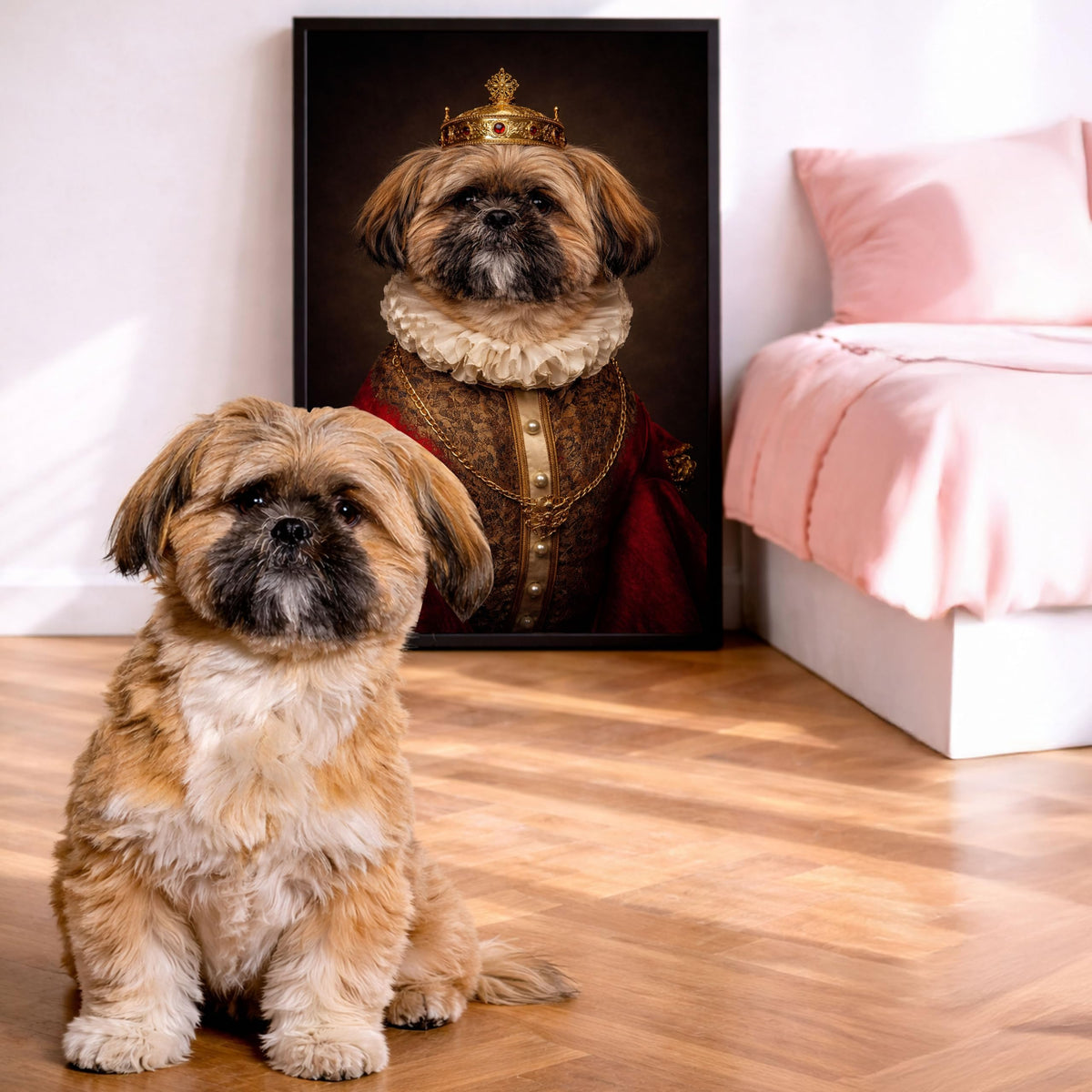 Déco murale portrait chien ou chat costumé d'après photo — Empereur