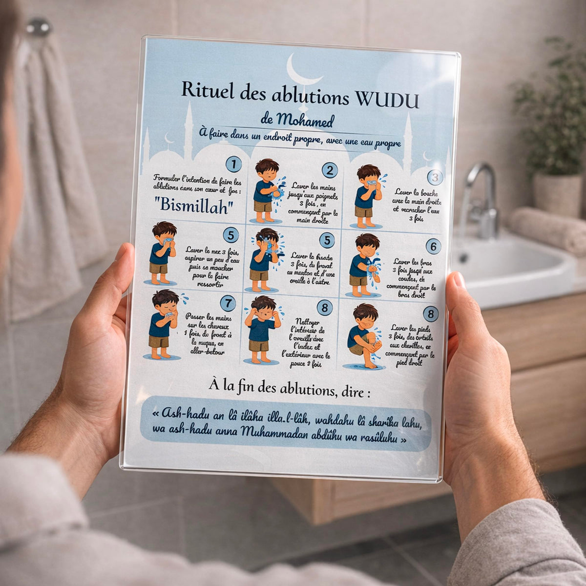 Affiche des ablutions illustrée, 4 versions — Garçon