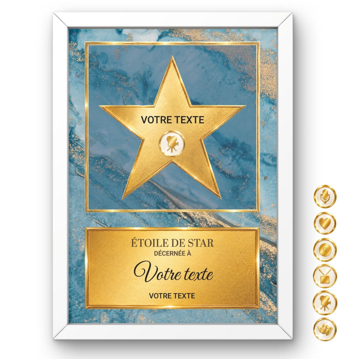 Étoile de star personnalisée au prénom — 07 Étoile or bleu marbre