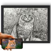 Portrait chat paysage, styles d'artiste — Crayon Gris