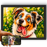 Portrait chien d'après photo, styles BD — Caricature Couleur