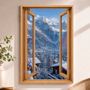 Trompe-l'œil fenêtre personnalisé, votre destination — Chamonix Mont-Blanc