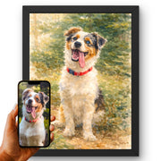 Portrait chien d'après photo, styles d'artiste