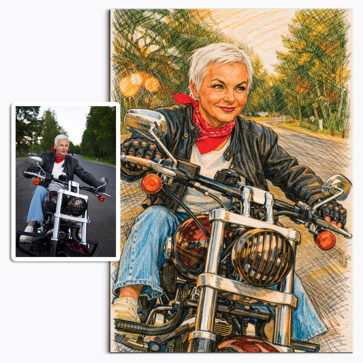 Portrait couple d'après photo, 10 styles d'artiste — Crayon de Couleur