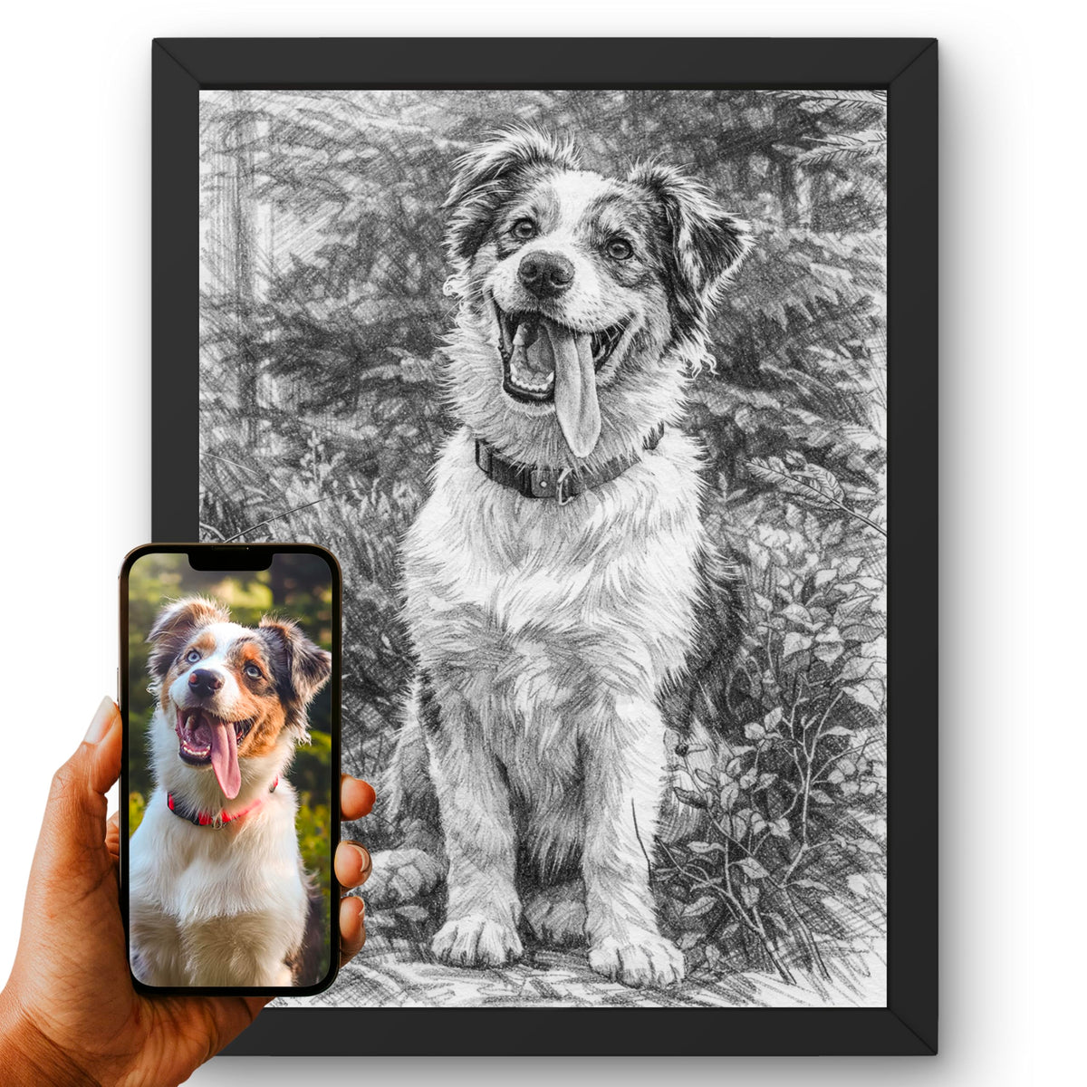 Portrait chien d'après photo, styles d'artiste — Caryon Gris