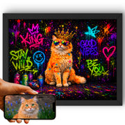 Portrait chat paysage, styles BD — Night Fluo Street Art Graffiti