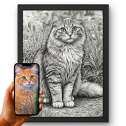 Portrait chat d'après photo, styles d'artiste — Crayon Gris